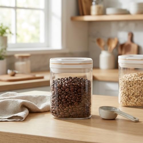 Vakum Kapaklı Kare Cam Erzak Kavanozu - Hava Almaz Şeffaf Mutfak Düzenleyici Bakliyat ve Baharat Saklama Kabı (Akrilik Değildir) - 600ml / 900ml / 1200ml Seçenekli (900ML) - Görsel 2