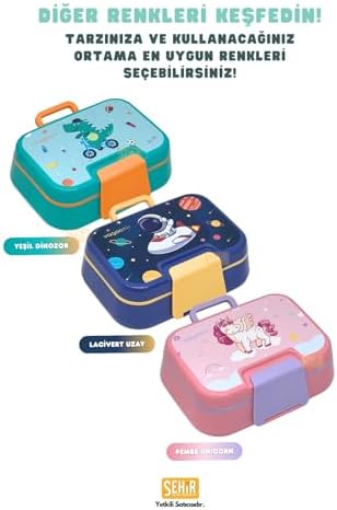 Alternative view of 1030ml Lunchbox Tek Katlı 3 Bölmeli PP Plastik Sefer Tası Yemek Kutusu (Pembe)