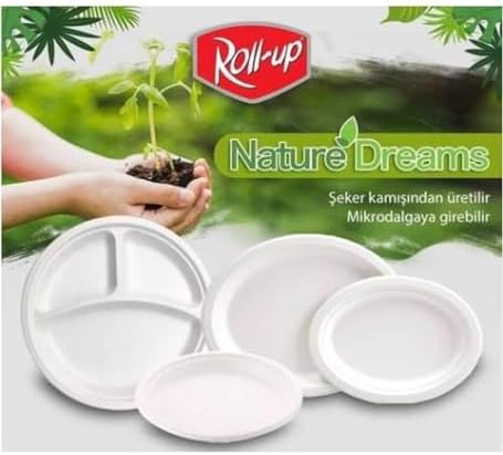 Roll-Up Nature Ekolojik Karton Kağıt Tek Kullanımlık Tabak - 26 Cm. - 50 Adetlik 1 Paket - Görsel 3