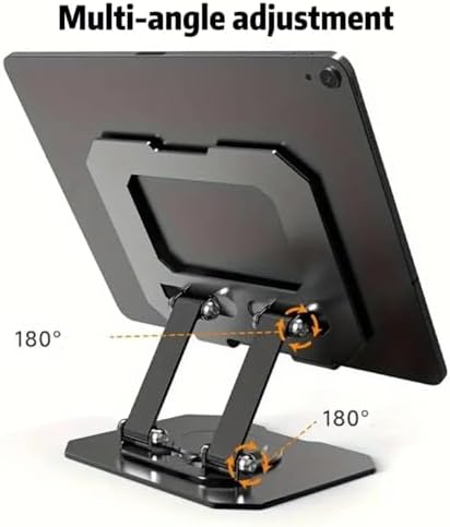 Metal Ergonomik Döndürme Taşınabilir Tablet PC Standı | Katlanabilir Ayarlanabilir 360 Döner Masaüstü Ipad | Telefon | Ofis için Tablet Tutucu | Ev Rafı | Yatak | Araba (1 Adet)