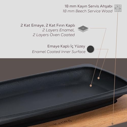 Alternative view of Döküm Servis Tabağı, 30x15 cm Ahşap Altlı - LV AS 172