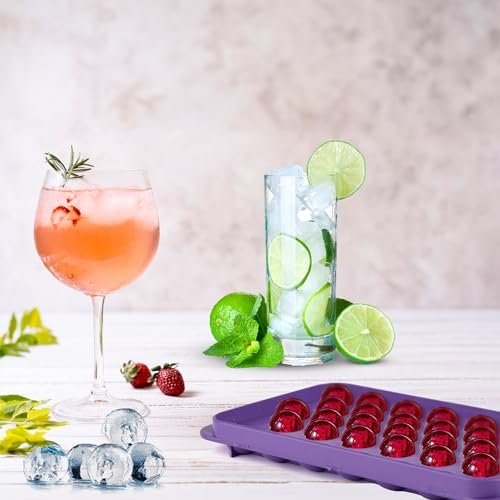 Büyük Küre Buz Kalıbı 33 Adet Buz - Yuvarlak buz kalıbı, Shot Bardağı Buz Kalıbı, Bardak Buz Kalıbı, Buz Kabı, Buzluk Kabı (1, Pembe, 33 PCS) - Görsel 3