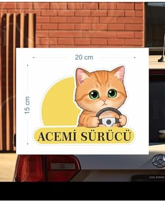 Parti Tasarla Acemi Sürücü Sevimli Kedi Araba Etiketi & Sticker Çok Renkli