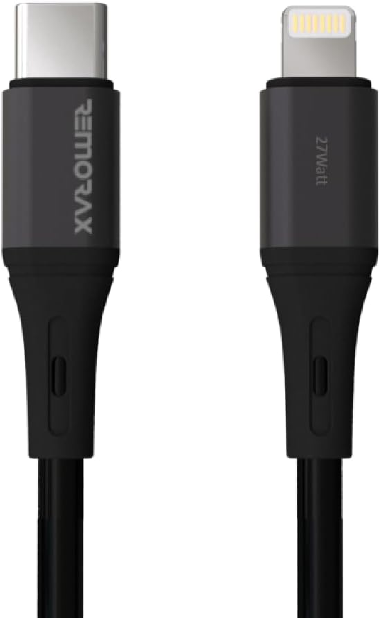 Type C-Lightning 27Watt PD Hızlı Şarj Kablosu, Siyah/Antrasit Metal (100 CM) - Görsel 3