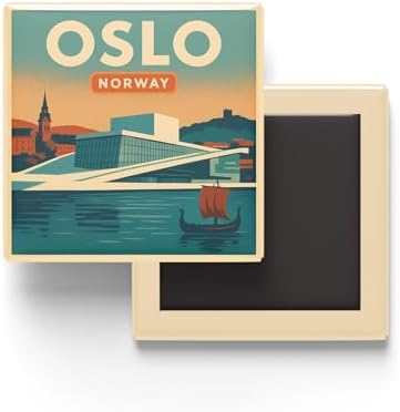 Oslo Norveç - Opera Binası - Baskılı Buzdolap Magneti Kare 9x9 cm