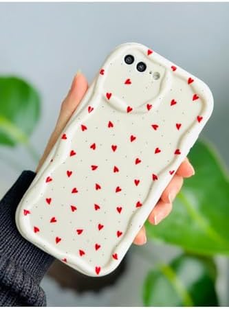 Iphone 7 Plus Ve 8 Plus ile Uyumlu Kırmızı Kalpler Baskılı Lansman Silikon Kılıf