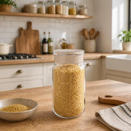 Cam Kavanoz, Cam Saklama Kabı, Hava Sızdırmaz Baklagil Kuruyemiş Kapları Pratik Kapaklı (1000 ml) (2'li Siyah) - Görsel 2