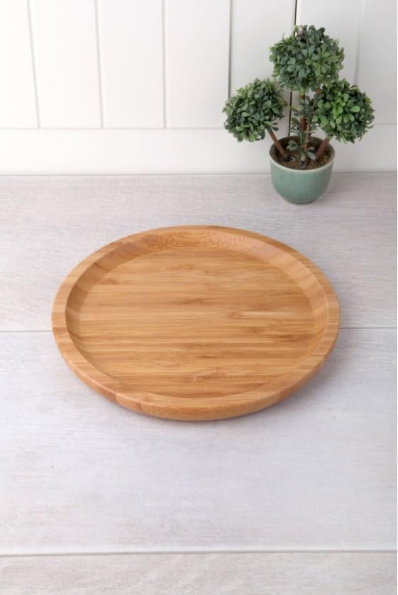 Bambu Lüx Yuvarlak Servis 20 * 20cm, Sunumluk & Çerezlik Sunum Tabağı - Görsel 3