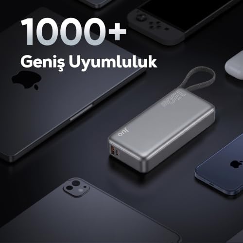 20000mAh 130W LED Ekranlı USB-A + Type-C Kablolu Powerbank Taşınabilir Hızlı Şarj Cihazı