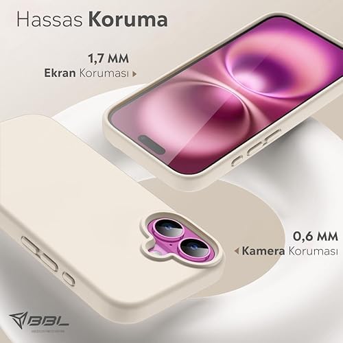 Alternative view of iPhone Kılıf İnce Sıvı Silikon 3 Katmanlı Tam Kaplamalı Yumuşak Jel Kauçuk Kılıf Kapak, Krem (iPhone 16 39)