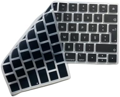 Apple Magic Keyboard 2 A1644 Uyumlu Klavye Koruyucu Türkçe F Dizilim Daktilo Tipi Silikon Kaplama UK ISO Ters L Enter Ultra İnce Kaymaz Toz ve Sıvı Koruma Keyboard Cover Siyah