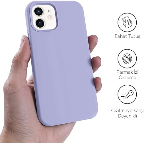 iPhone Kılıf İnce Sıvı Silikon 3 Katmanlı Tam Kaplamalı Yumuşak Jel Kauçuk Kılıf Kapak (Koyu Lila, iPhone 11)