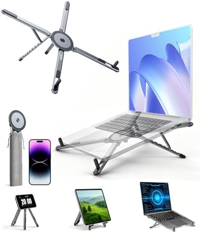 Alternative view of miley Masa için Taşınabilir Katlanabilir Dizüstü Bilgisayar Standı, Katlanabilir Ergonomik, 8 Seviyeli Yükseklik, 13-17 inç Dizüstü Bilgisayarlar, Alüminyum Yapı, Tripod Uyumlu, Taşınabilir, Saklama