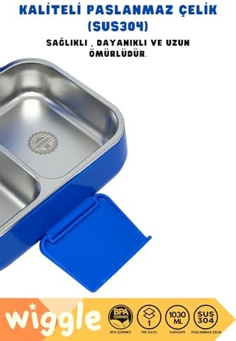 Wiggle 1030ml Lunchbox Tek Katlı 2 Bölmeli Paslanmaz Çelik Sefer Tası Yemek Kutusu - Görsel 3