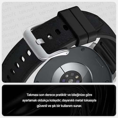 Alternative view of Galaxy Watch 8 (40mm/44mm) ve Watch 8 Classic (46mm) ile Uyumlu Metal Bağlantılı, Konforlu ve Yumuşak Deri Görünümlü Silikon Kordon