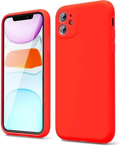 Apple iPhone 11 Kılıf 6.1 ile Uyumlu, İnce Sıvı Silikon 3 Katmanlı Tam Kaplamalı Yumuşak Jel Kauçuk Kılıf Kapak 6.1 inç, Scarlet Kırmızısı - Görsel 2