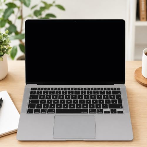 Türkçe Q Klavye Koruyucu MacBook Air 13 A1932 A2179 A2337 M1 Uyumlu | UK ISO Ters L Enter | Ultra İnce Silikon Keyboard Cover Siyah
