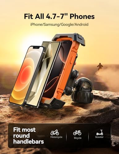 Alternative view of Bike Phone Holder Mount, [Anti Vibration] Bicycle Phone Mount, Dirt Bike Accessories for All 4.7-7.0" Phones, Motorcycle Phone Mount for iPhone 16 Pro Max/15/14/13/12  S25/S24/S23