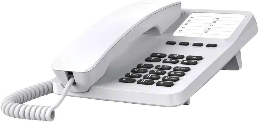 Gigaset DESK 400 - Elastik kablolu kablolu telefon - 10 kısa seçim girişi için yer - seçim tekrarlama - işitme cihazı uyumlu - MFV veya darbe seçimi ayarlanabilir, beyaz