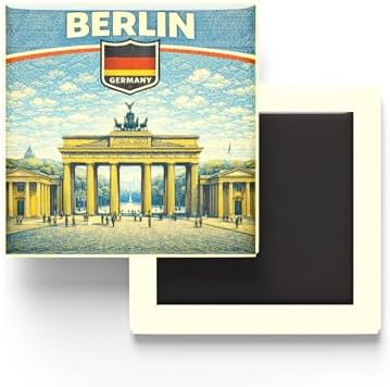 Alternative view of Almanya Berlin Şehri Temalı Vintage Buzdolap Magneti – 9x9 cm