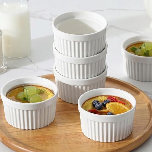 6’lı Seramik Sufle Kabı Seti, Isıya Dayanıklı, Fırın ve Mikrodalga Uyumlu, Kolay Temizlenir, Tatlı Sos Meze Sunumu İçin Şık ve Dayanıklı Sufle Kasesi Seti