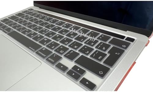 Alternative view of MacBook Pro Rusça Klavye Koruyucu UK ISO Ters L Enter A2338 M1 M2 A2251 A2289 A2141 Uyumlu Silikon Keyboard Cover Touch Bar Siyah