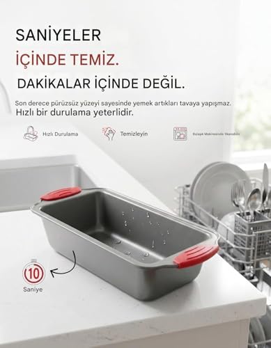 Profesyonel Baton Ekmek ve Kek Kalıbı - Yapışmaz Karbon Çelik Granit Kaplama Fırın Kabı, Isıya Dayanıklı Dikdörtgen Somun ve Kek Kalıbı
