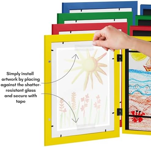 Alternative view of Kids Artwork Frame Changeable (Multicolor) - Magnetic Door Holds 100 Art Pieces - 8.5x11 Letter Size Display with Mat or 10x12.5 Without Mat - My Mini Masterpiece (Set of 4)
