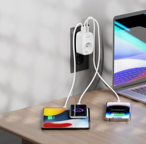 Alternative view of Vetech Akım Korumalı Priz 1x Priz, 2x Type-C, 1x USB Port Çıkışlı Tekli (Beyaz)