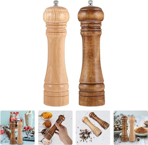 Ahşap Karabiber Değirmeni: Manuel Tuz Öğütücü, Doldurulabilir Çalkalayıcı, Baharat Pişirme ve Servis İçin Ideal (14 Cm)