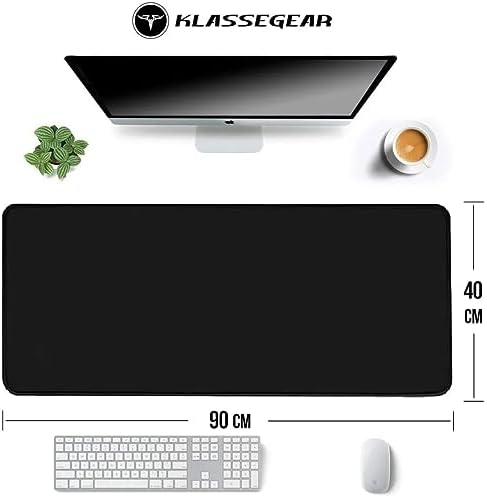 Classic Mouse Pad, Dikişli Kenar, Kaymaz Taban, Büyük Boy Pürüzsüz Yüzey, Baskısız Ofis Tipi Masa Koruyucu, Ergonomik Mouse Ped (90x40 cm - XX Large, Siyah) - Görsel 3
