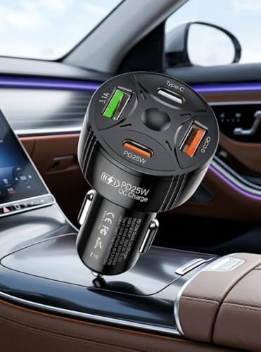 Alternative view of Super Şarj 4 Port PD25W, QC3.0, Araç Şarjı Çakmaklık, 2x Usb 2x Type-C, Çoklayıcı, 12-24V, 5V/6A Max,