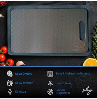 Özel Tasarımlı 304 Paslanmaz Çelik Kesme Tahtası 3lü set (Saklama Kılıfı, Kesme Tahtası ve Silikon Kaydırmaz Mat)1,5 mm Kalınlık, 23 X 34 cm Yıkanabilir, Gıda Temasına Uygun, Hijyenik - Görsel 2