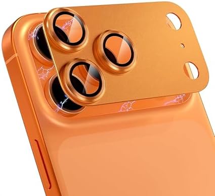 iPhone Uyumlu Full Kamera Lens Koruyucu Darbe Dayanıklı Temperli Cam Tam Koruyucu Kamera Lens Cam Film Çizilme Önleyici (Turuncu, iPhone 17 Pro) - Görsel 2