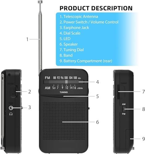 Alternative view of HT-263 Taşınabilir AM/FM Radyo Küçük Boy Cep Radyosu Pilli Radyo knstar K-263