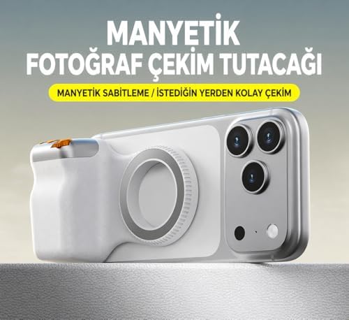Manyetik MagSafe ile Uyumlu Premium Edition Kamera Stabilizatörü, 10M Uzaktan Kumanda, Çift Taraflı Magnet, Selfie Çekimi, Bluetooth Bağlantı, Zoom Kontrol Özellikli | ZR1222 - Görsel 3