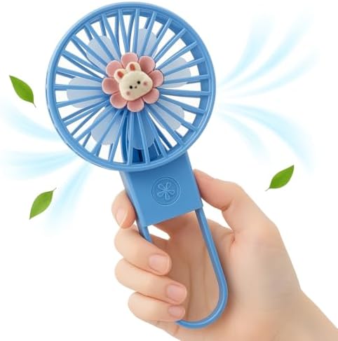 Taşınabilir Mini USB Fan Led Işıklı Masa Üstü 3 Kademeli Dahili Işık Şarj Edilebilir Mini Vantilatör Soğutucu Cep Boyu 11cm Mini Fan YS2269 - Mavi (YS2269 - Mavi) - Görsel 3