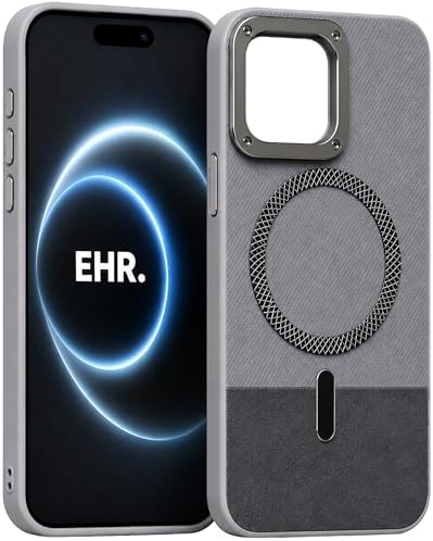 Ehr. iPhone 15 ile Uyumlu Magsafe Wireless Şarj Özellikli Mat Süet Deri Nakışlı İçi Kadife Silikon Arka Kapak (Gri, iPhone 15) - Görsel 3