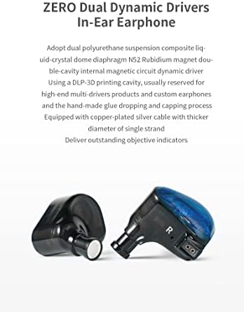  Zero Mavi Dual Dynamic Drivers In-Ear Headphone | Sahne, Stüdyo veya Odyofil için Çift Sürücülü Kulak içi/In-Ear Kablolu Monitör Kulaklık