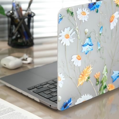 MacBook Pro 15 Çiçek Desenli Kılıf A1707 A1990 Uyumlu Baskılı Sert Kılıf İnce Hafif Koruyucu Kapak Sarı