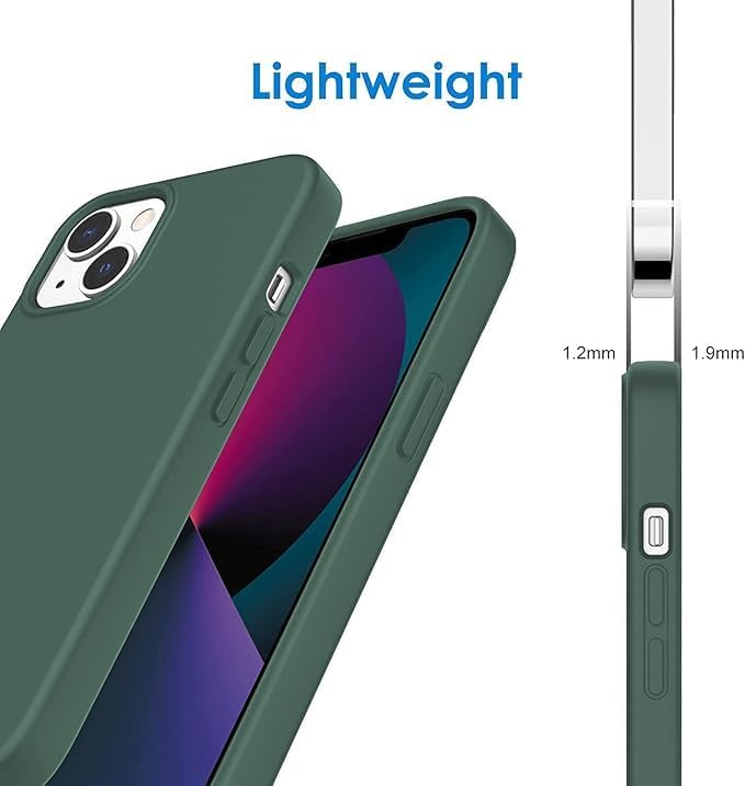 iPhone 14 Plus ile Uyumlu Lansman Silikon Kılıf, Kamera Korumalı Kadife İç Astarlı Esnek ve Darbe Emici Mat Haki Yeşil Kapak - Görsel 2