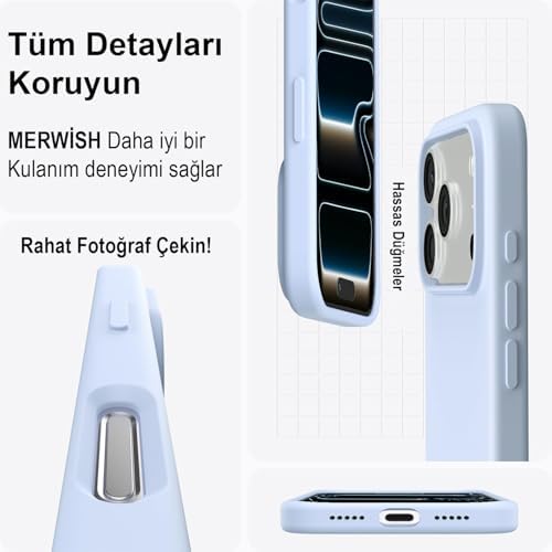 iPhone 17 Pro Uyumlu Silikon Telefon Kılıf Arka Kapak Koruma Leke Tutmaz Kolay Temizlenen Kutulu Özel Hediye İnce Hafif Dayanıklı Kaymaz Modern Tasarım Orijinal Lansman Kalitesinde (Bebe Mavi) - Görsel 3