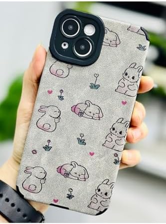 Iphone 13 ve 14 ile Uyumlu Kaplama Tavşanlar Tasarımlı Esnek Silikon Kılıf - Görsel 2