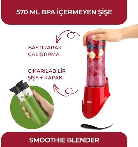 Alternative view of SHB-7508 Kırmızı Shake Take One | 300W Taşınabilir Smoothie  | 570 ml Spor Şişe - Çelik Bıçaklı Karıştırıcı