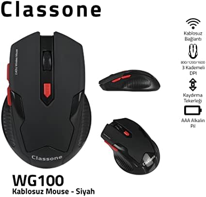 CLASSONE WG100 Gaming Serisi Kablosuz Mouse, Siyah - Görsel 2