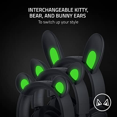 Razer Kraken Kitty V2 Pro - Değiştirilebilir Kulaklı Kablolu RGB Kulaklık (Değiştirilebilir Kitty, Ayı ve Tavşan Kulakları; Reaktif Akış Aydınlatması) Siyah