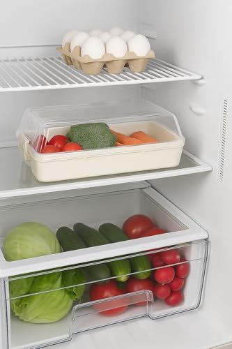 Şeffaf Kapaklı Buzdolabı Düzenleyici Kutu | 32x18 cm Plastik Gıda Organizeri | Kar Beyaz Taban | Kapaklı Saklama Kutusu, Buzdolabı ve Mutfak için Pratik Çözüm - Görsel 3