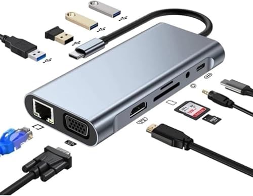 Plentiful TYPE-C Hub 11in1 USBC 4K HDMI,VGA,USB3.0,Ethernet,SD/TF AUX Macbook Pc Çoklayıcı Çevirici Dönüştürücü - Görsel 3