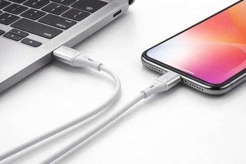 2Adet x 2Metre USB A-Lightning Kablo Seti, 3.1A Hızlı Şarj, Beyaz/Gümüş Metal, REMORAX (2Ad x 2Metre Beyaz) - Görsel 3