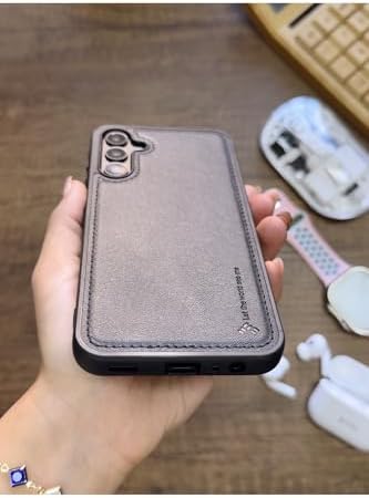 Premium Deri Dokulu Darbelere Karşı Dayanıklı Nazal Silikon Kılıf Siyah Galaxy A34 ile uyumlu - Görsel 3